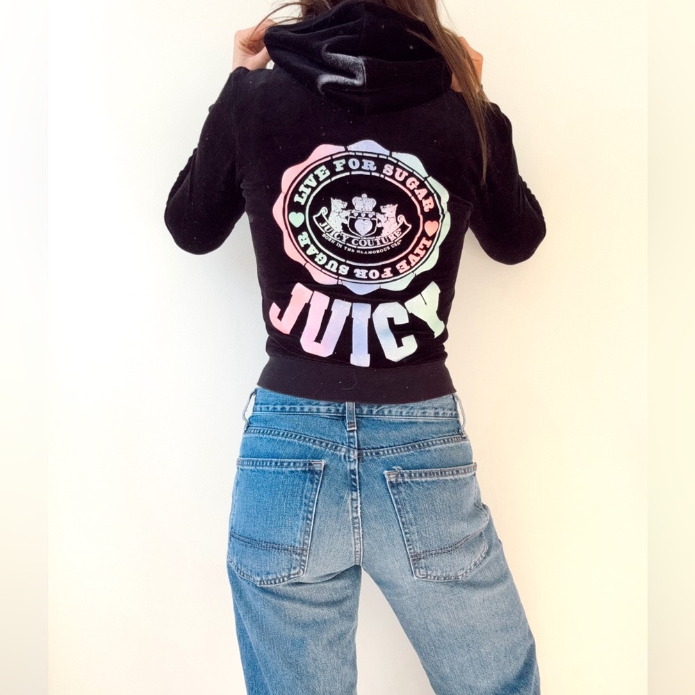 Black Y2K vintage Juicy Couture Zip Up- Small💗